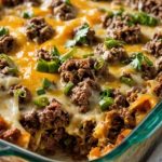 Easy and low carb beef philly cheesesteak casserole.